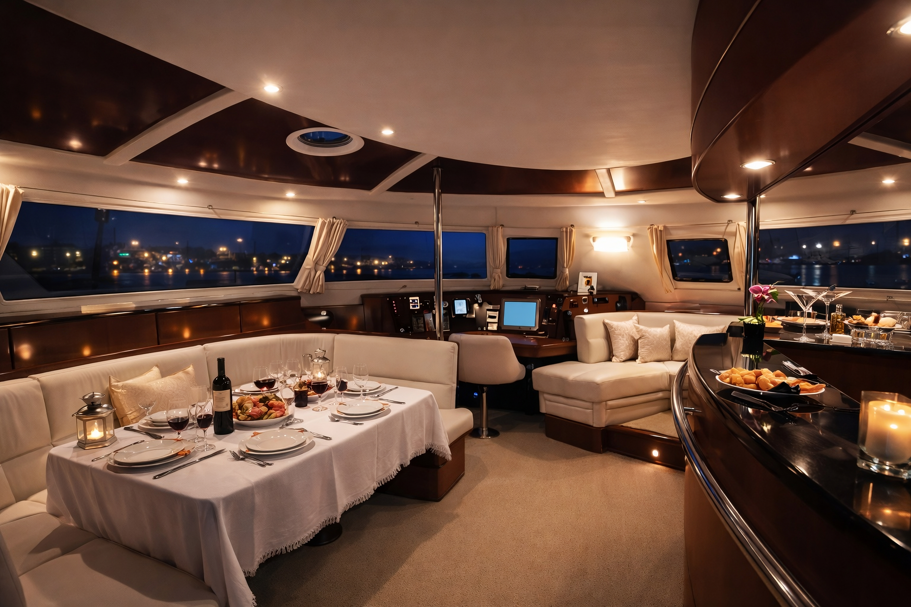 Cena esclusiva a bordo di uno yacht